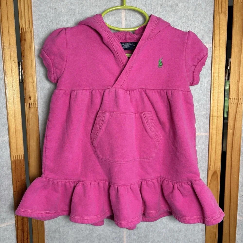 Vintage Ralph‎ Lauren Girls Size 12 Months Pink Hooded Dress